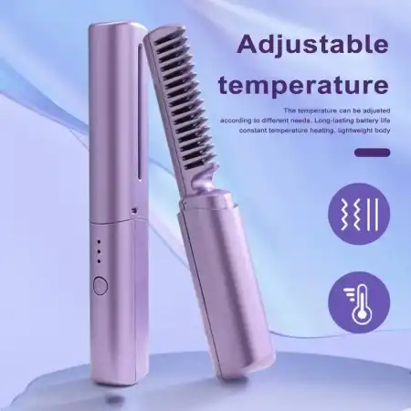 2-in-1 Mini Portable Wireless Straight Hair Comb for Curly Hair & Beard
